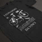 T-shirt depicting apocryphal sketch of bicycle allegedly done by Leonardo