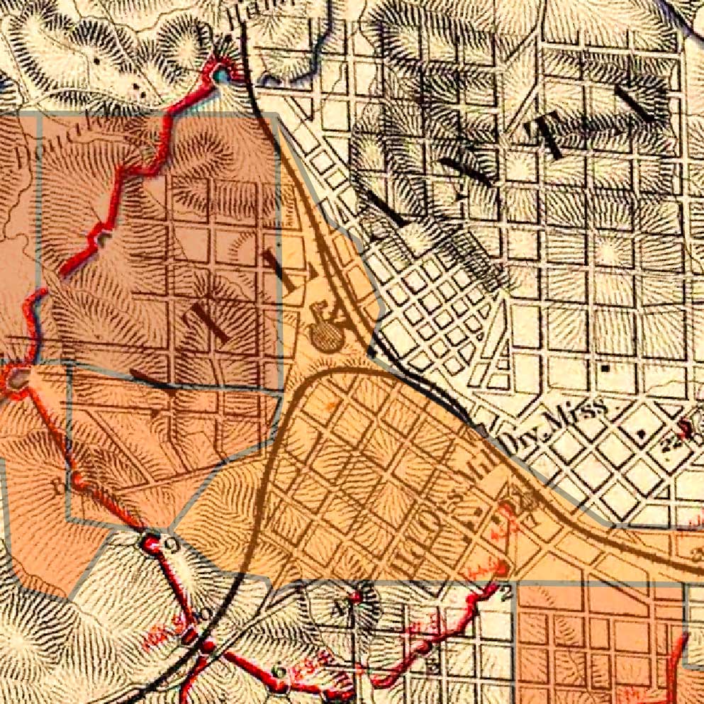 Map showing Confederate battle lines in the Siege of Atlanta, 1864